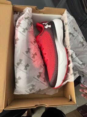 Under Armour Red and Black Men's Trainer with White Midsole